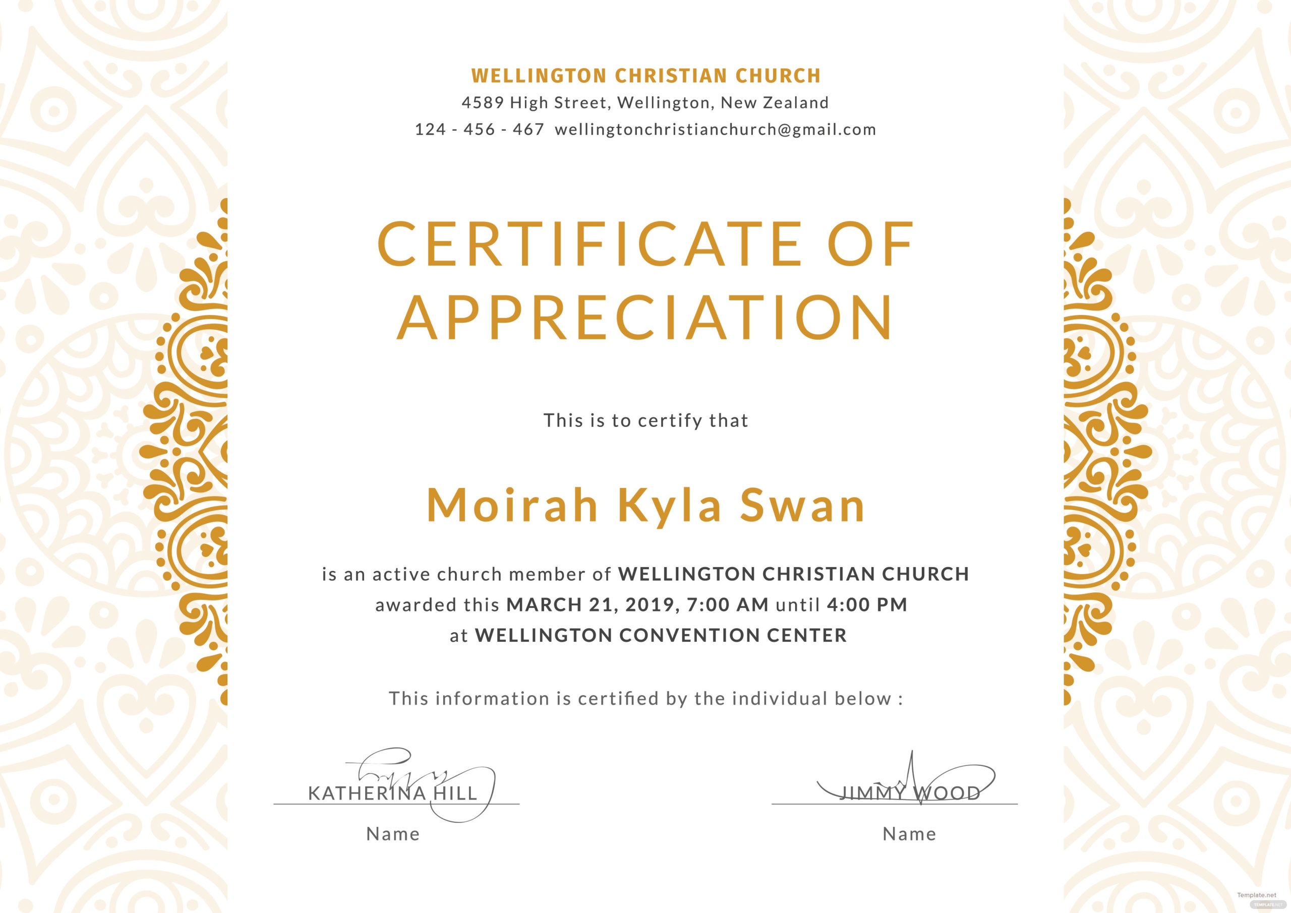 Free Church Certificate Of Appreciation Template In Adobe for Quality Certificate Of Appreciation Template Free Printable
