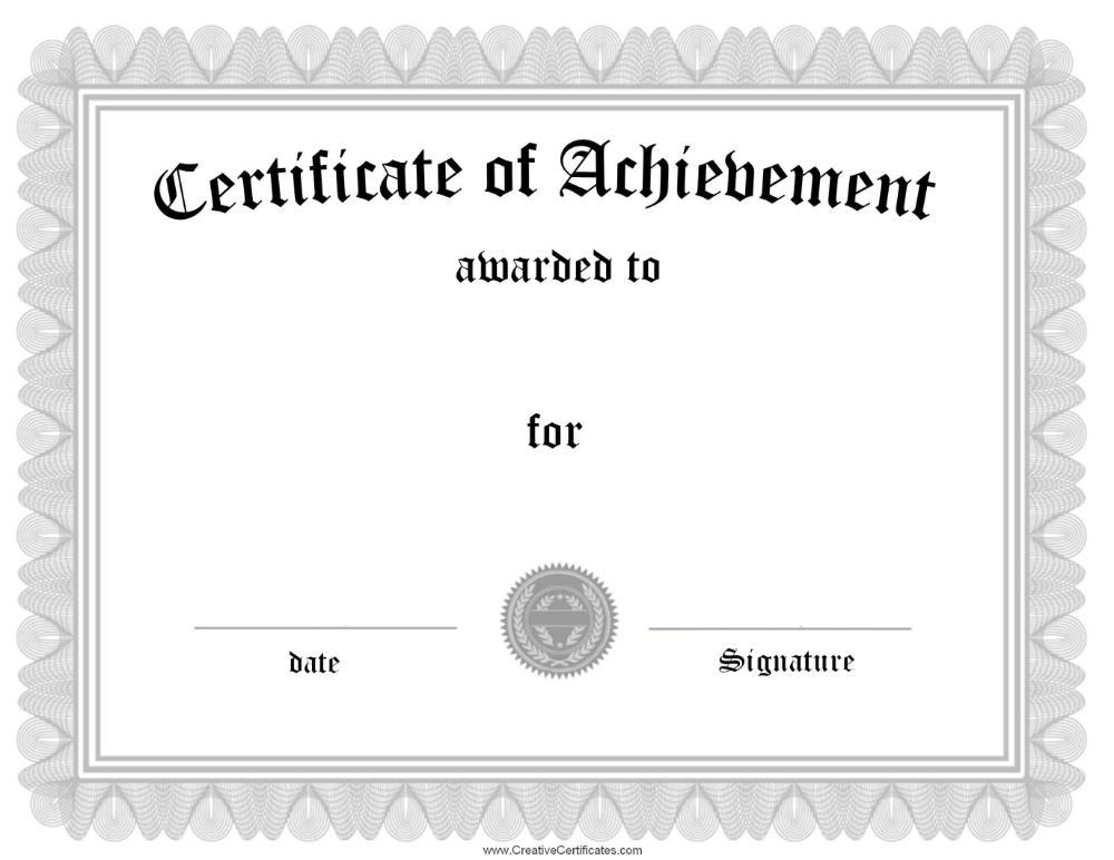 Free Customizable Certificate Of Achievement With Regard regarding Awesome Blank Certificate Of Achievement Template