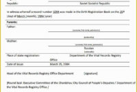 Free Death Certificate Translation Template Of Marriage intended for Death Certificate Translation Template