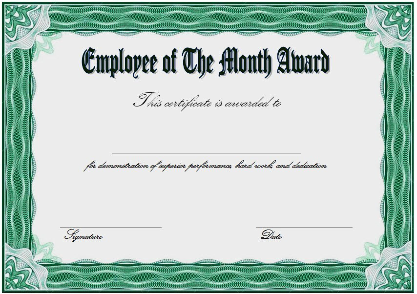 Free Employee Of The Month Award Certificate Template 2 for Best 10 Scholarship Award Certificate Editable Templates