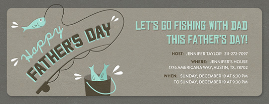 Free Father&amp;#039;S Day Online Invitations  Evite with Fishing Gift Certificate Editable Templates