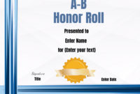 Free Honor Roll Certificate Templates  Customize Online inside Amazing Certificate Of Honor Roll Free Templates
