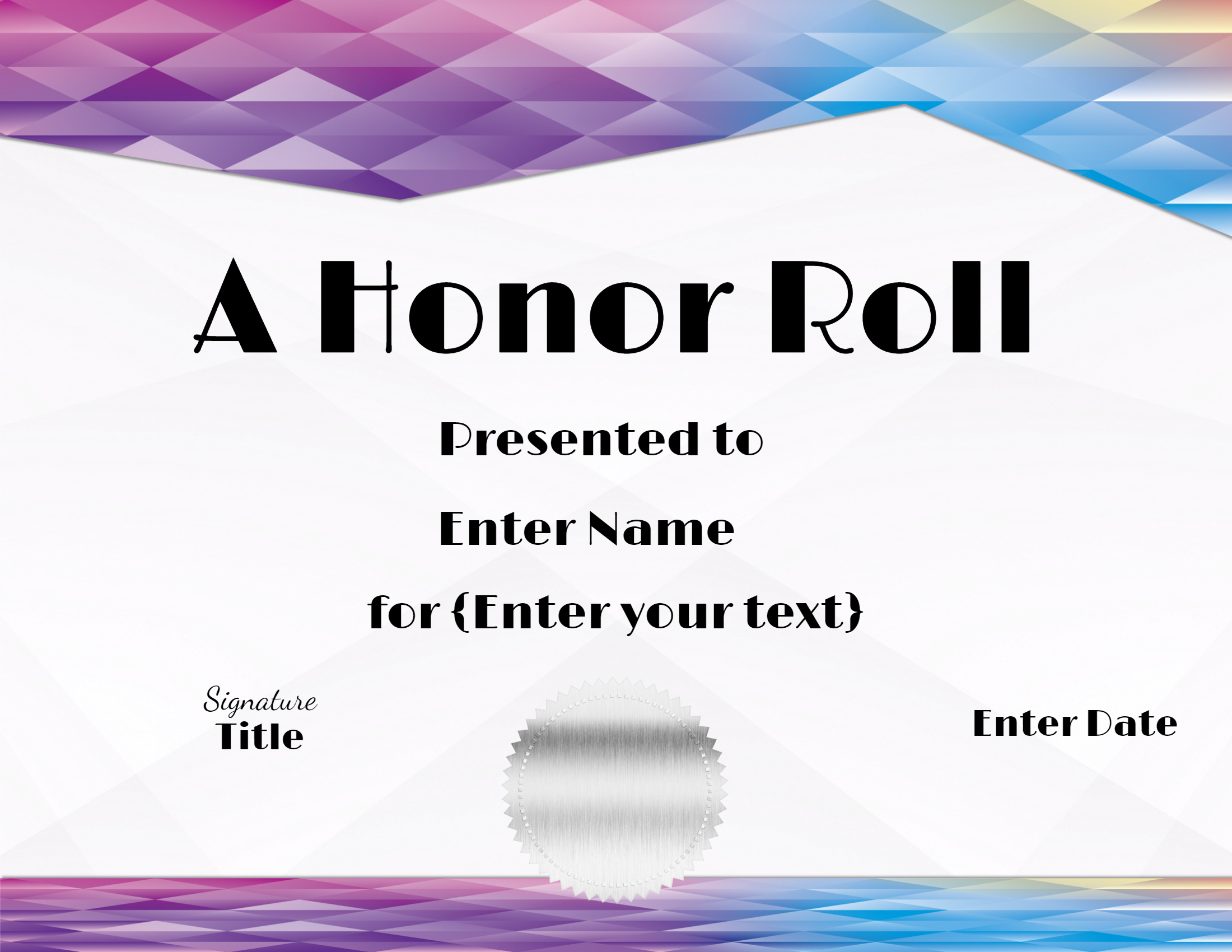 Free Honor Roll Certificate Templates  Customize Online with regard to Quality Editable Honor Roll Certificate Templates