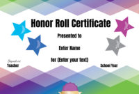 Free Honor Roll Certificate Templates  Customize Online within Editable Honor Roll Certificate Templates