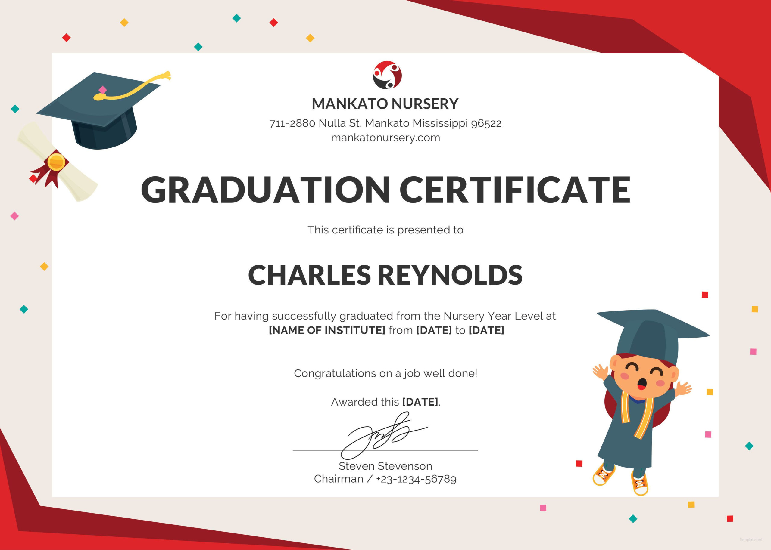 Free Nursery Graduation Certificate  Graduation in 10 Kindergarten Graduation Certificates To Print Free
