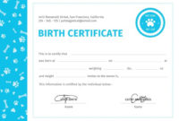 Free Pet Birth Certificate Template  Word Doc  Psd throughout Printable Dog Birth Certificate Template Editable