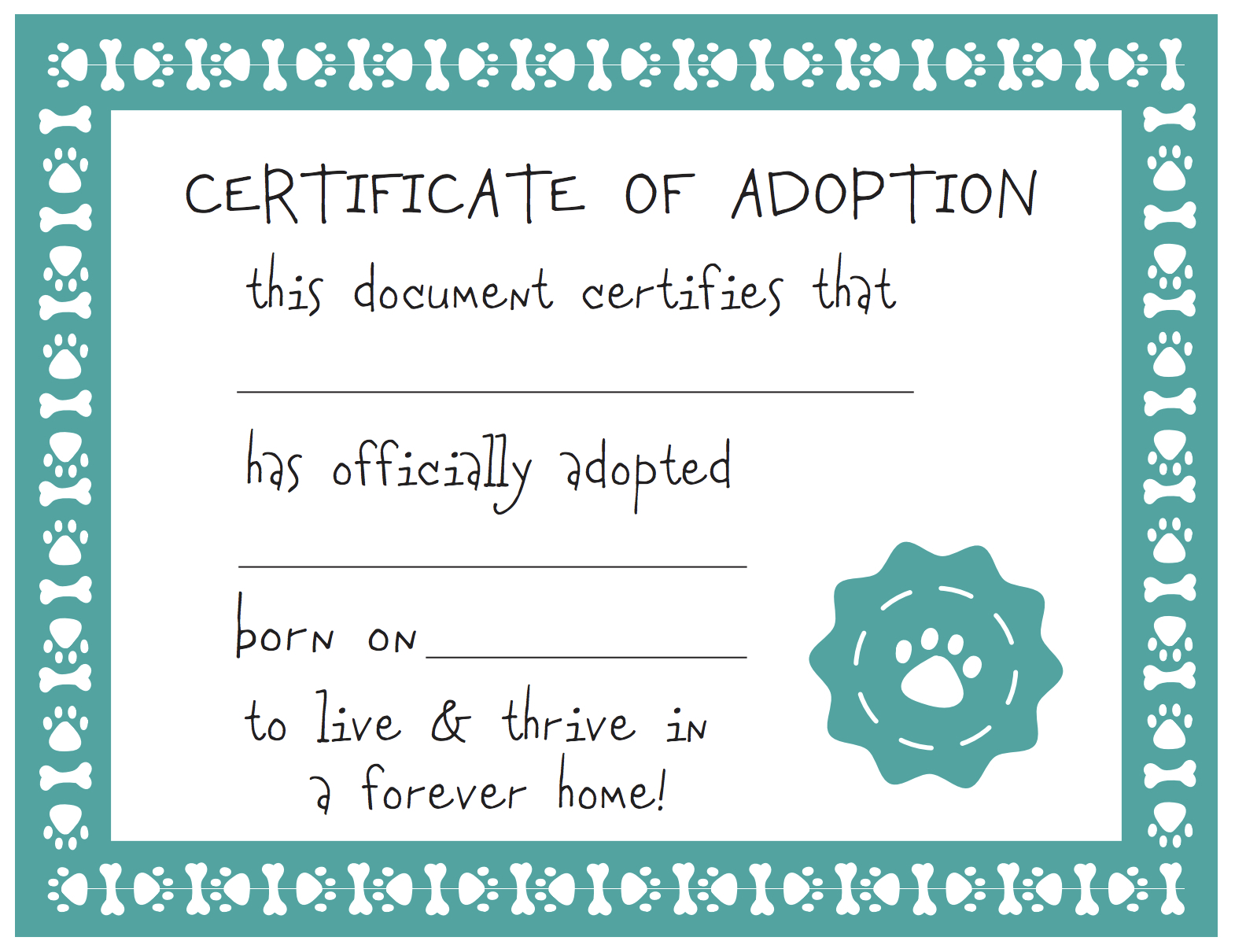 Free Printable Adoption Certificate  Free Printable for Child Adoption Certificate Template Editable