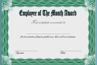 Free Printable Employee Of The Month Certificate Template with regard to Best Best Employee Certificate Template