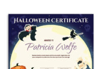 Free Printable Halloween Award Certificate Template The with Awesome Halloween Costume Certificate Template