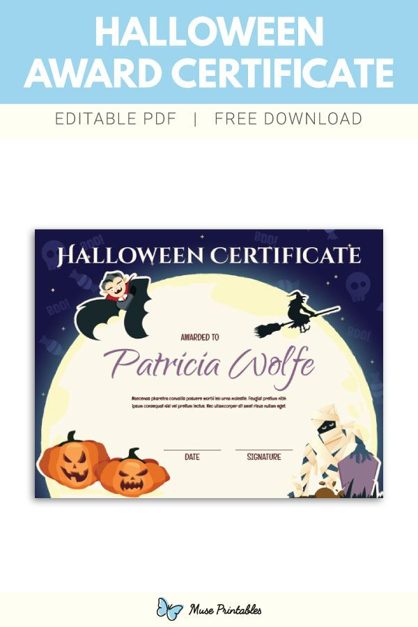 Free Printable Halloween Award Certificate Template The with regard to Halloween Certificate Template
