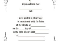 Free Printable Marriage Certificate Template Mandegar for Blank Marriage Certificate Template