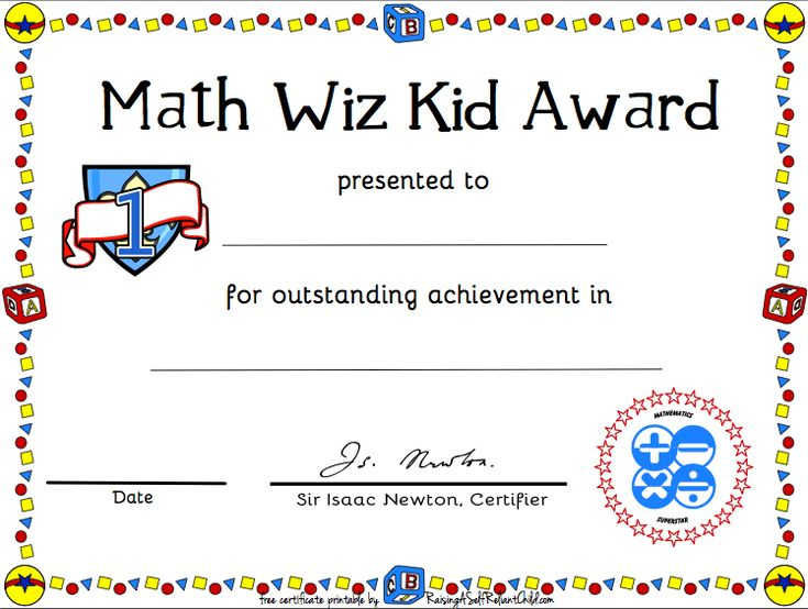 Free Printable Math Certificate Of Achievement within Math Award Certificate Templates