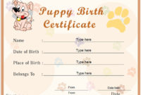 Free Printable Pet Birth Certificate Templates  Deola for Cat Adoption Certificate Templates