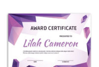 Free Printable Purple Polygonal Award Certificate Template regarding Piano Certificate Template Free Printable