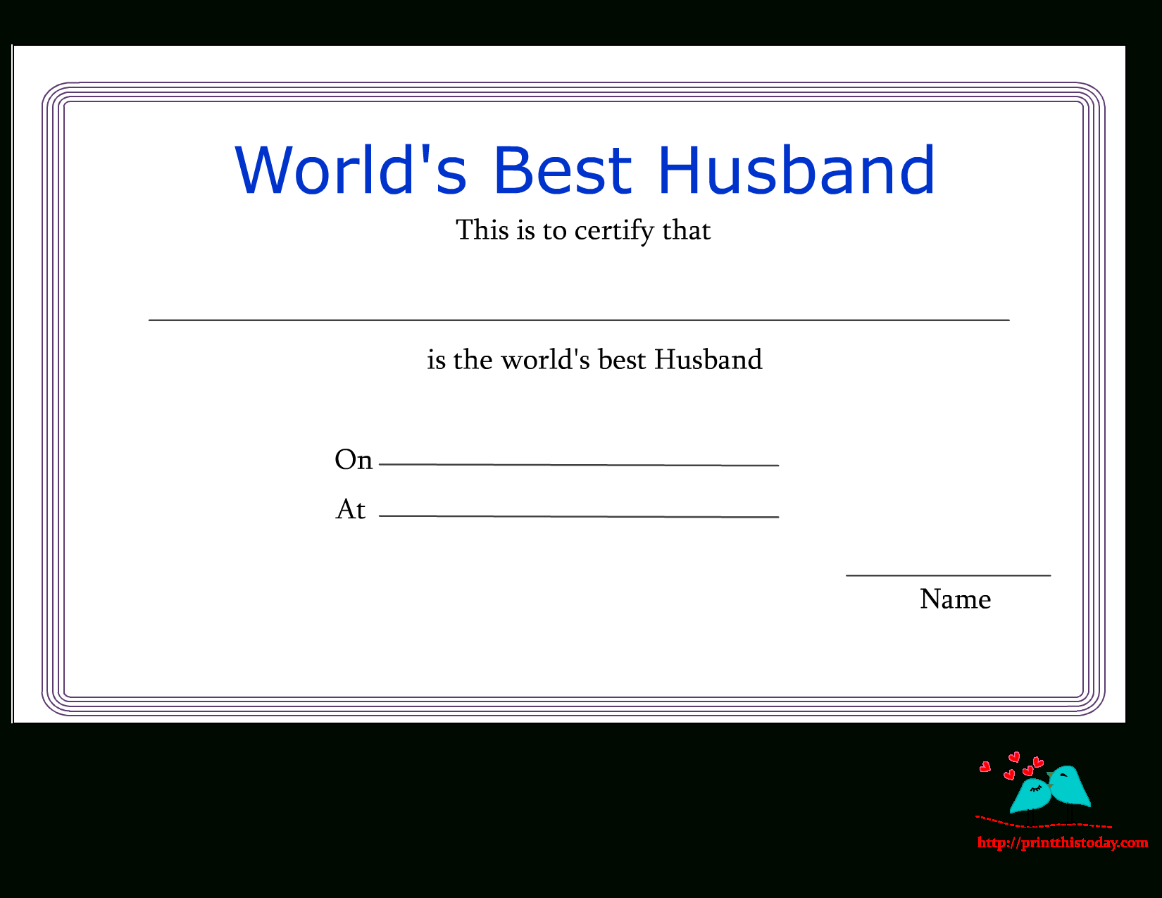Free Printable World'S Best Husband Certificates inside Awesome Free Printable Best Wife Certificate 7 Designs