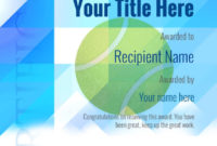 Free Tennis Certificate Templates  Add Printable Badges with Printable Tennis Certificate Template Free