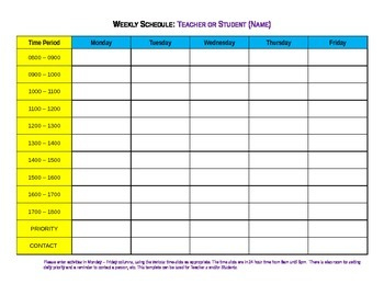 Free  Week Planner Weekly Schedule Form Daily / Hourly with regard to Quality Weekly Agenda Template Notion