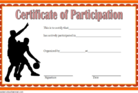 Free Youth Basketball Participation Certificate Template throughout Printable Certificate Of Participation In Workshop Template