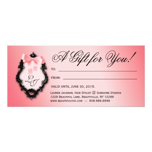 Gift Certificate Hair Salon Stylist Bows Peach Rack Card with Hair Salon Gift Certificate Templates
