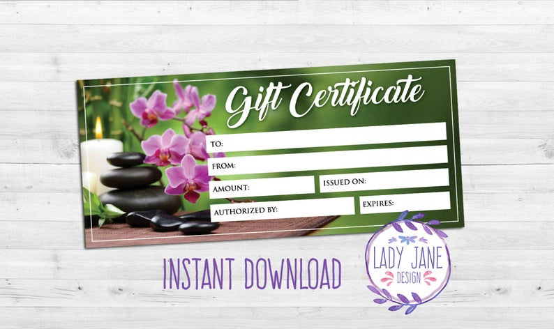 Gift Certificate Spa Day Printable  Etsy inside Amazing Spa Gift Certificate