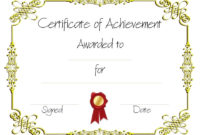 Gold Border Wtih Red Ribbon  Certificate Of Achievement pertaining to Best Costume Certificate Printable Free 9 Awards