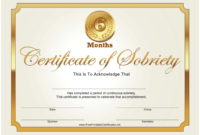 Golden 6 Months Certificate Of Sobriety Template Download for Certificate Of Sobriety Template Free