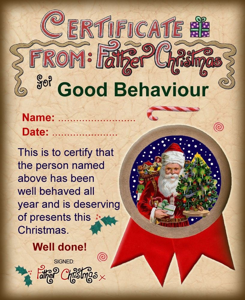 Good Behaviour Certificate Rooftoppostcouk  Christmas within Best Good Behaviour Certificate Templates