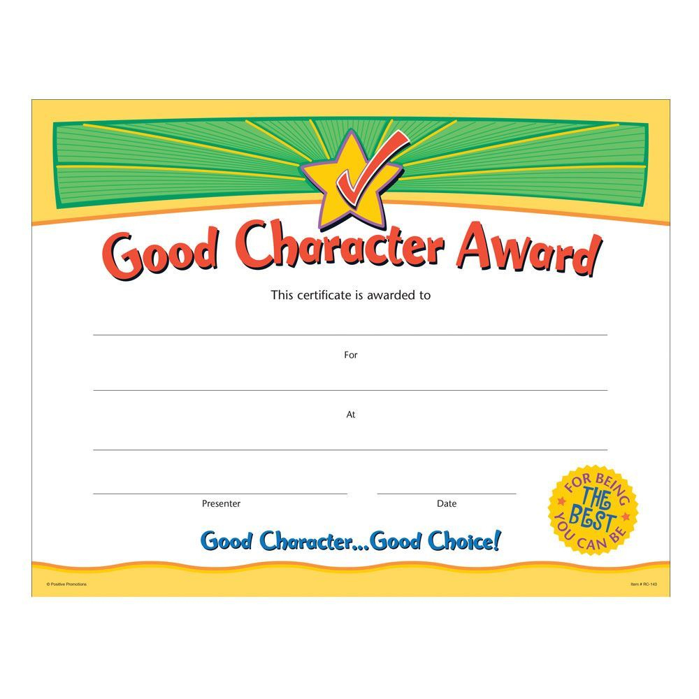 Good Character Award Gold Foilstamped Certificates pertaining to Quality Certificate For Best Dad 9 Best Template Choices