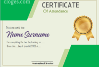 Green Microsoft Word Certificate Of Attendance Template throughout Microsoft Word Certificate Templates