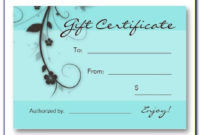 Hair Salon Gift Certificate Template Free  Template regarding Printable Nail Salon Gift Certificate