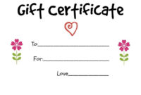 Homemade Gift Certificate Ideas To Give To A Grandparent intended for Homemade Gift Certificate Template
