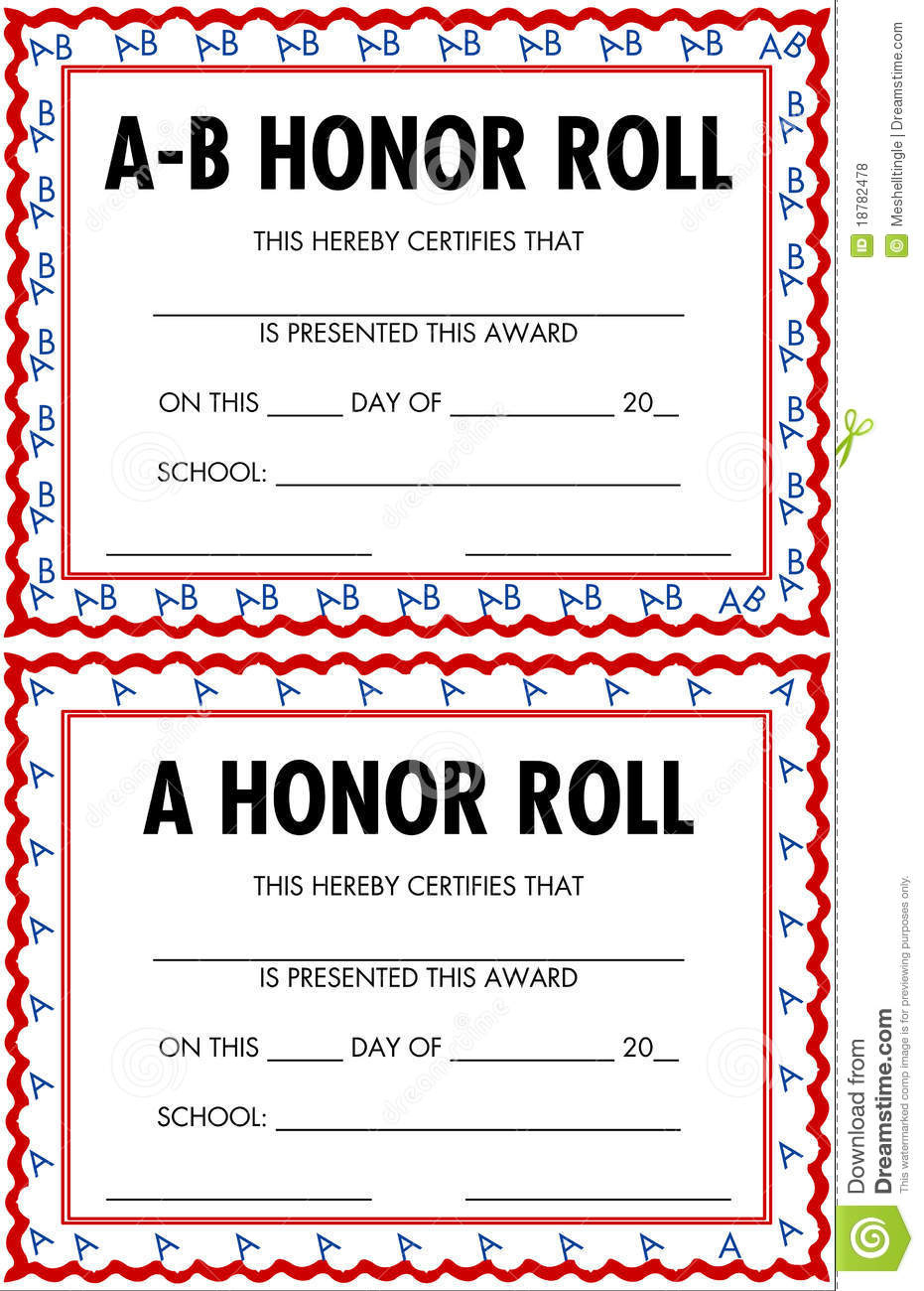 Honor Roll Certificates Stock Vector Illustration Of in Printable Honor Award Certificate Templates