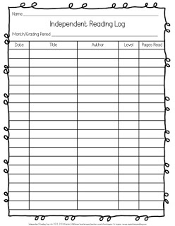 Independent Reading Log  Classroom Freebies inside Awesome Manager Log Book Template