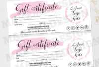 Instant Download  Gift Certificate Template Pink Voucher in Best Pink Gift Certificate Template