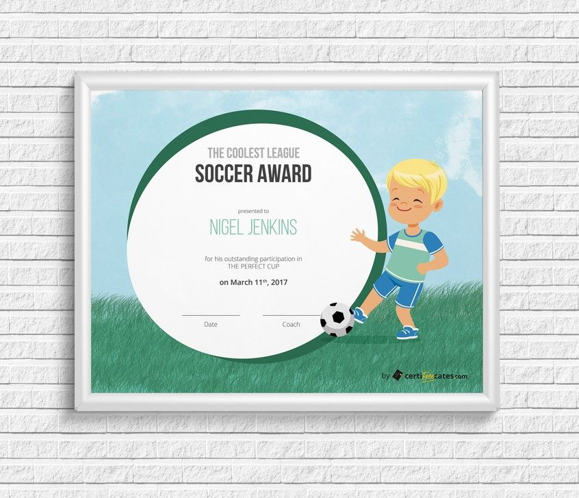 Kids Soccer Award Certificate  Soccer Awards Award for Awesome Soccer Certificate Templates For Word