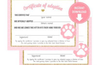 Kitten Adoption Certificate  The W Guide with Cat Birth Certificate Free Printable
