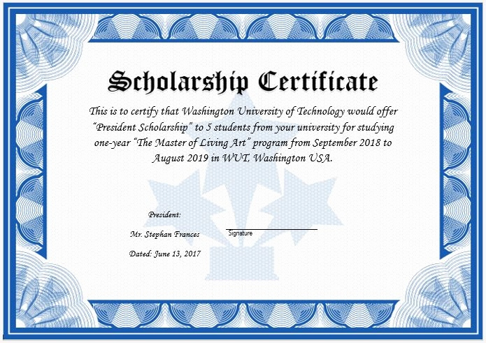 Lovely Scholarship Award Certificate Example with regard to Art Award Certificate Free Download 10 Concepts