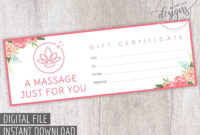 Massage Gift Certificate Mother'S Day Gift Certificate throughout Amazing Spa Day Gift Certificate Template