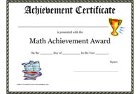 Math Achievement Award Printable Certificate Pdf in Science Fair Certificate Templates