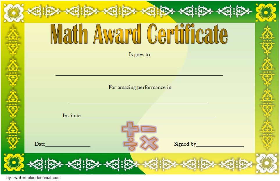 Math Award Certificate Template Free 3 Certificate In throughout Merit Certificate Templates Free 10 Award Ideas