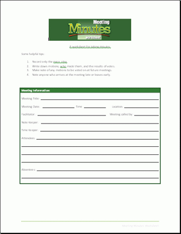 Meeting Minutes Worksheet  Business Templates  Executive with Best Fun Meeting Agenda Template
