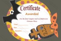 Most Frightening Halloween Award Certificate Template pertaining to Awesome Halloween Costume Certificate Template