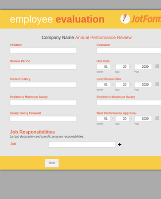 Multipage Employee Evaluation Form Template  Jotform regarding Best Employee Performance Log Template