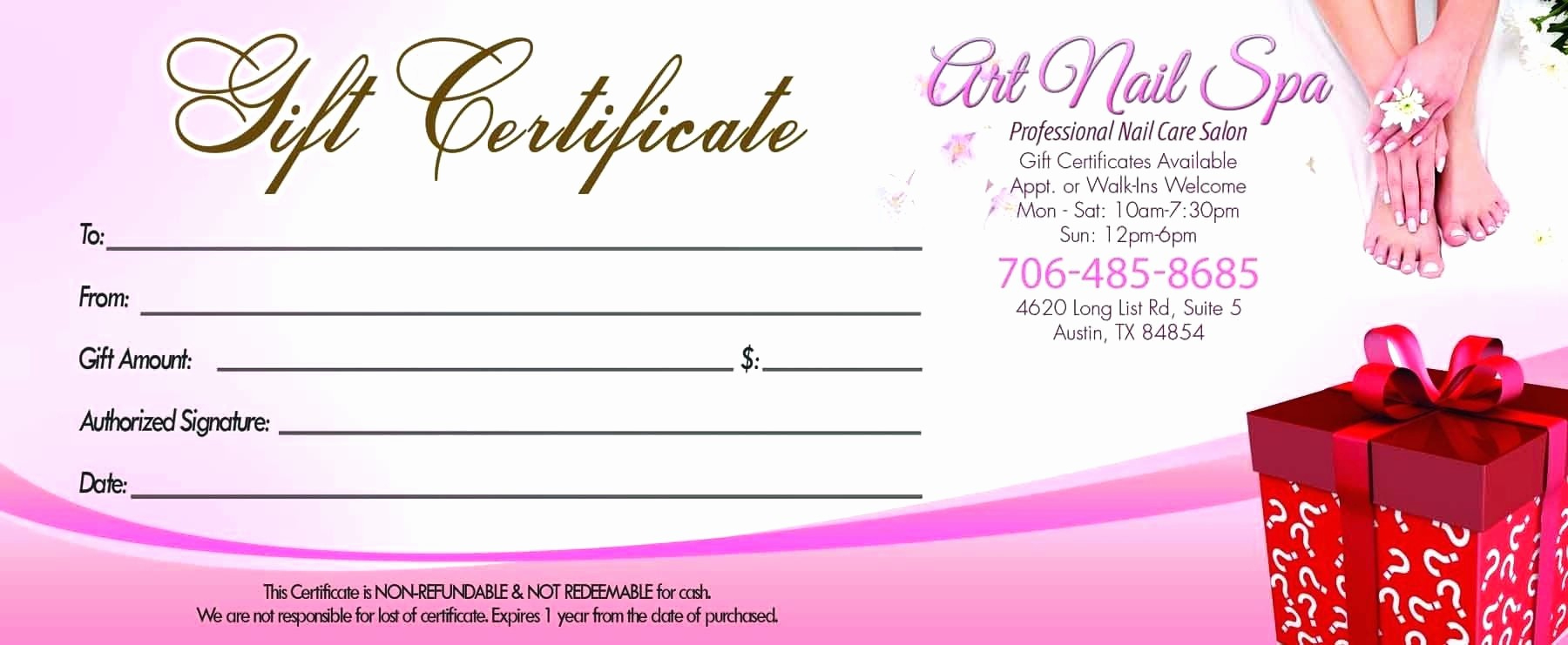 Nail Gift Certificate Template Free  Great Sample Templates pertaining to Free Printable Hair Salon Gift Certificate Template