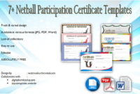 Netball Participation Certificate Templates 7 with regard to Printable Netball Certificate