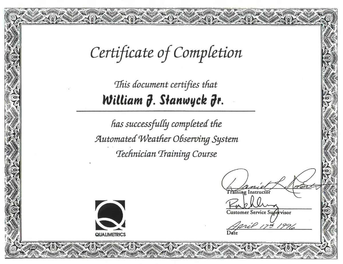 On The Job Training Certificate Of Completion  Calep For with Free Training Completion Certificate Templates
