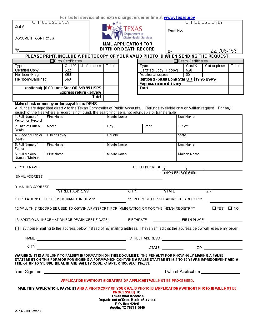 Ordering A Death Certificate From Texas For Cremations within Blank Death Certificate Template 7 Documents