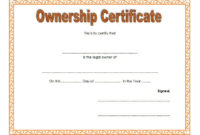 Ownership Certificate Templates Editable 10 Official in Sobriety Certificate Template 10 Fresh Ideas Free