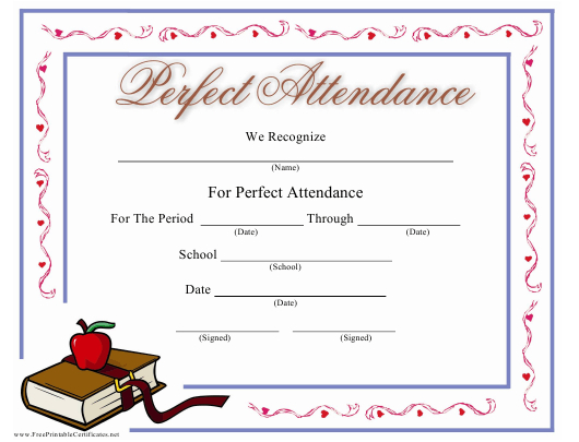 Perfect Attendance Certificate Template Download Printable throughout Printable Perfect Attendance Certificate Template