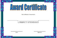 Perfect Attendance Certificate Template Free 2020 Update within Amazing Perfect Attendance Certificate Template Editable